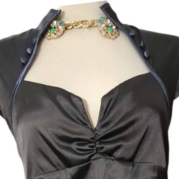 LE CHATEAU Gorgeous Black Satin Ruffles Cocktails Formal Dress Size L - Picture 5 of 10